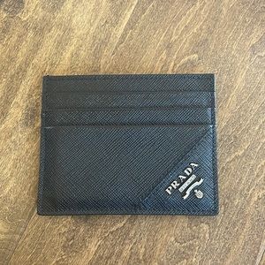 Prada Saffiano Leather black money and card holder - like new